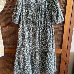 Zara Green Floral Smocked Dress